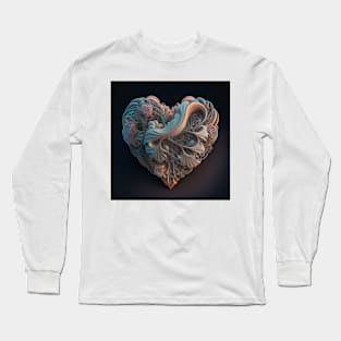 A Fractal Design in A Heart Motif Long Sleeve T-Shirt